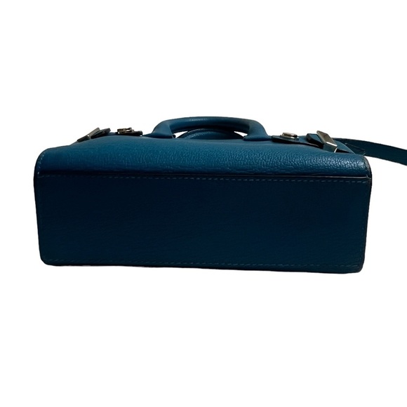 Henri Bendel Carlyle Micro Mini Satchel blue Pebbled Leather Crossbody Bag - Picture 3 of 16